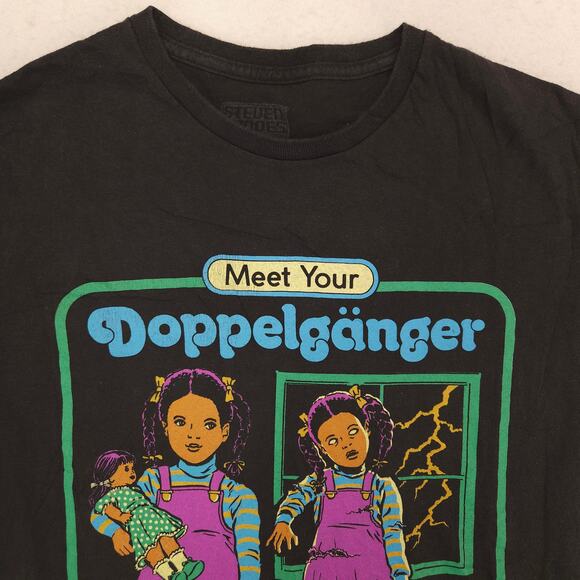 Steven Rhodes Meet Your Doppelganger Crew Neck Shirt Mens Size Medium M Black - Picture 1 of 10